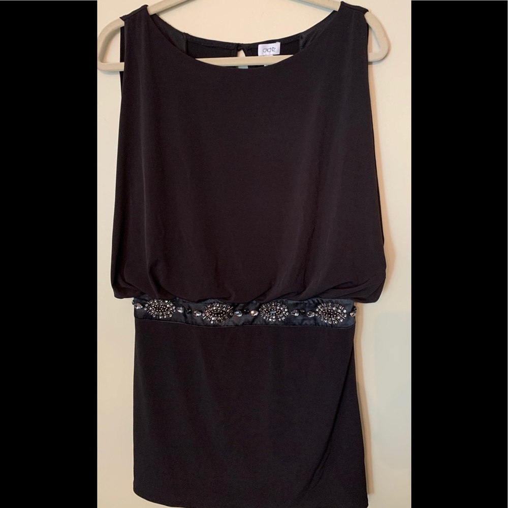 Cache black sleeveless Evening Dress with embellishments at waist Size 6